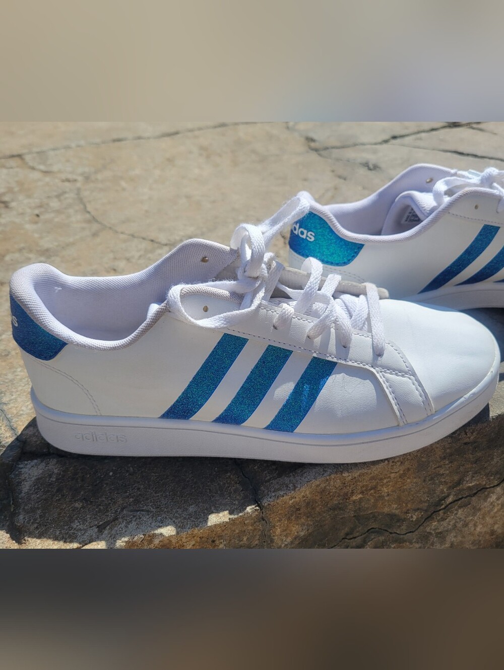 ADIDAS Streettalk White Blue Sparkle Womens Tennis 6 Great Preowned Condition
